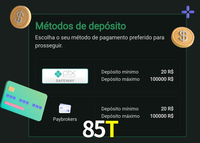 O cassino 85T oferece uma grande variedade de métodos de pagamento
